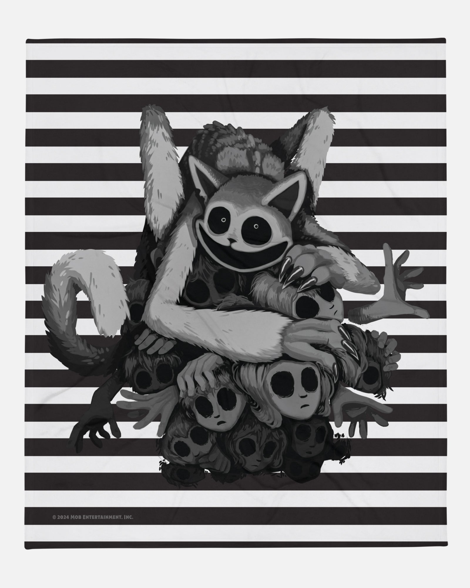 Monster CatNap Kids Faces Striped Throw Blanket