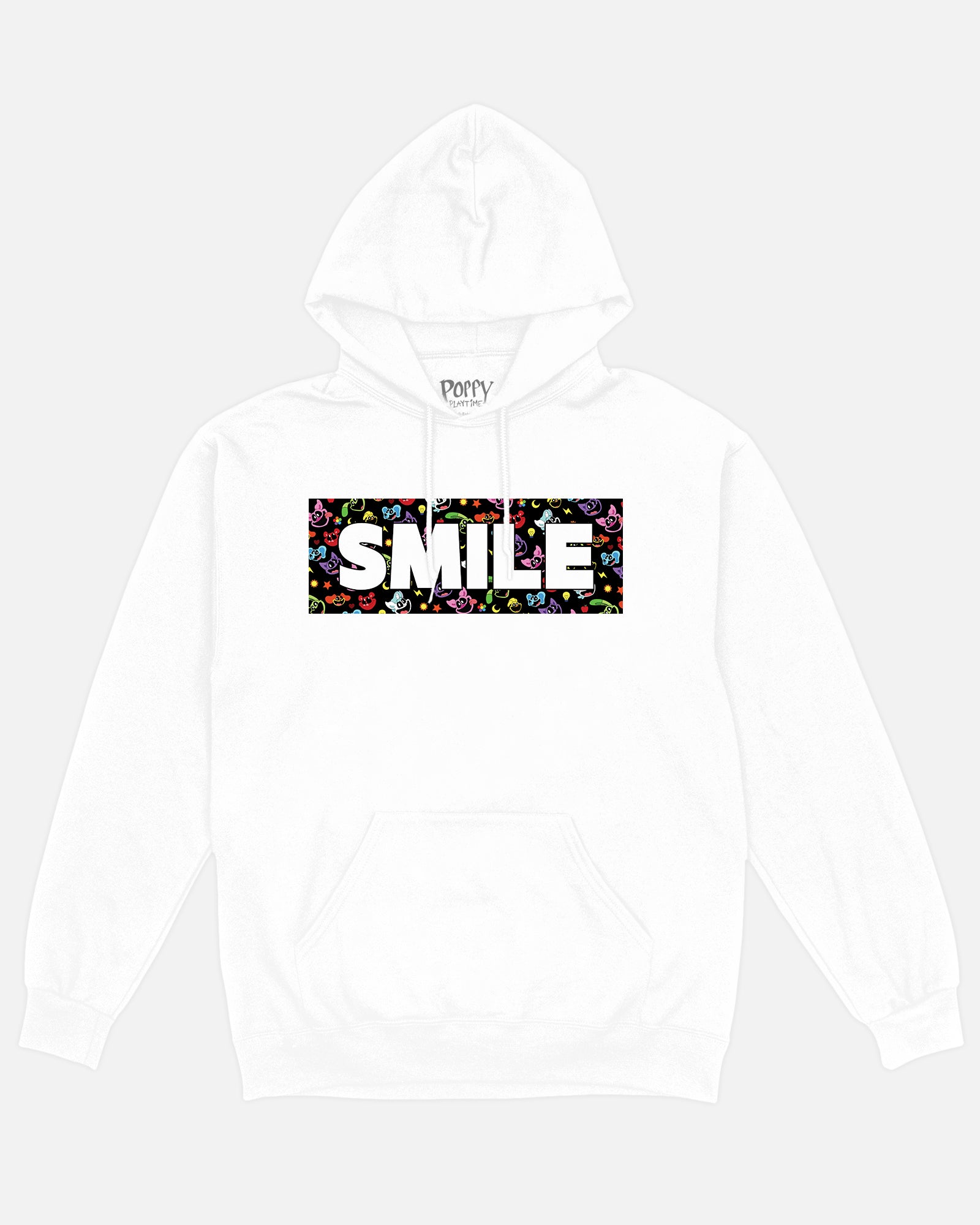 Smile CatNap White Drawstring Hoodie