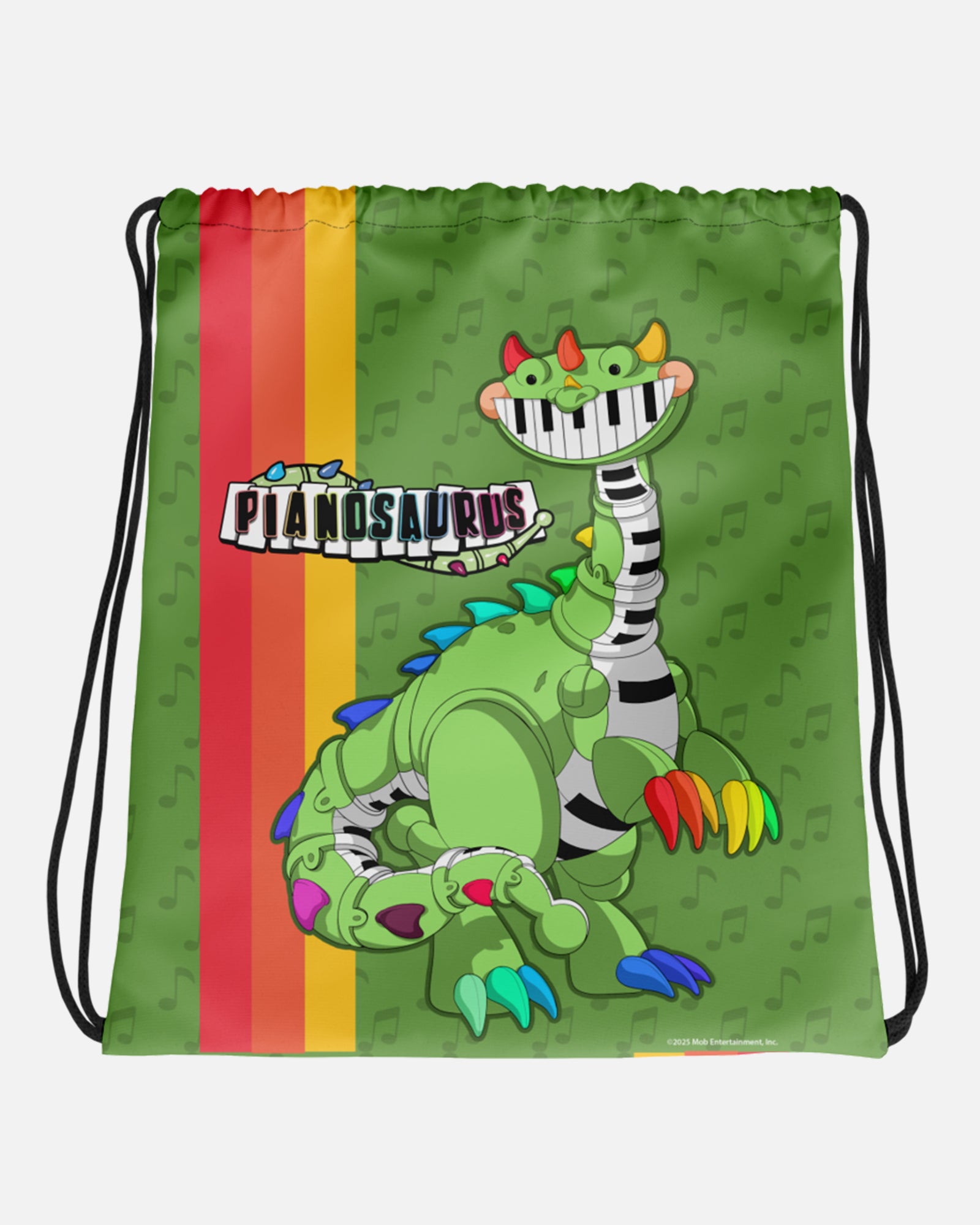Pianosaurus Green Drawstring Bag